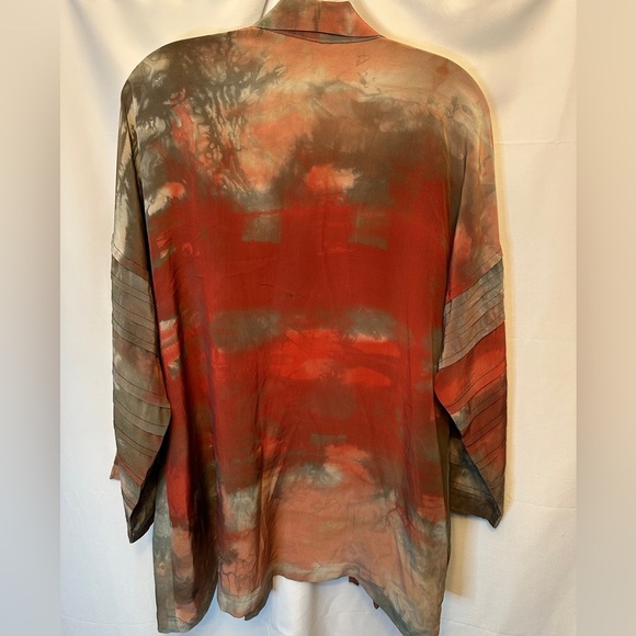 Hulda Bridgeman Size Large Wearable Art Handmade Silk Hand Dyed Pleated Cardigan - Picture 6 of 8
